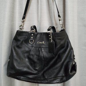 COACH Leather Shoulder Purse,  2 handles, silky fuchsia lining